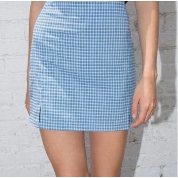 Brandy Melville Dresses & Skirts - Brandy Melville NWT‎ Blue Cara Plaid Mini Pencil Skirt S